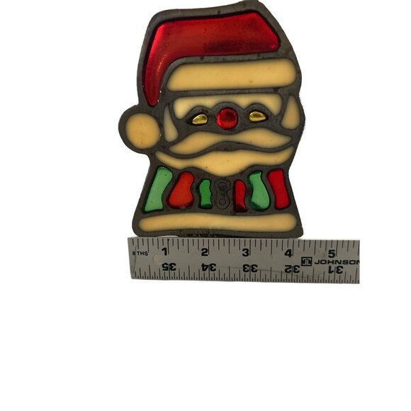 Vintage Santa Stained Glass-Style Metal Candle Holder - Picture 5 of 6